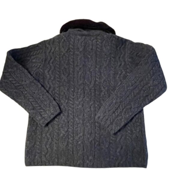 Talbots lambswool Sweater Jacket Gray Faux Fur Collar XS Petite Shacket vintage - Picture 2 of 10